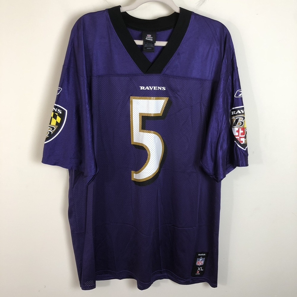 Reebok Baltimore Ravens Joe Flacco #5 NFL Team Apparel Jersey Men's XL Purple